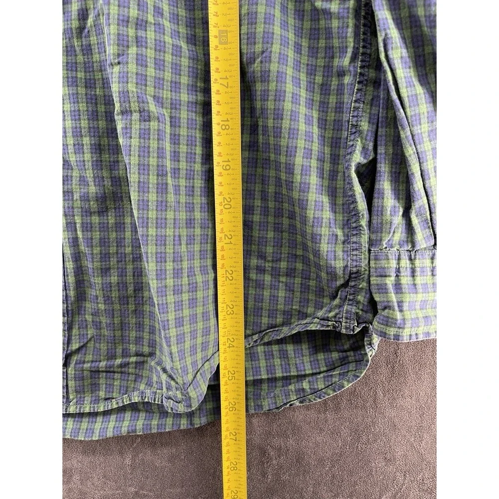 Ralph Lauren Boys XL 20 Green Blue Plaid Button Down Shirt 100% Cotton